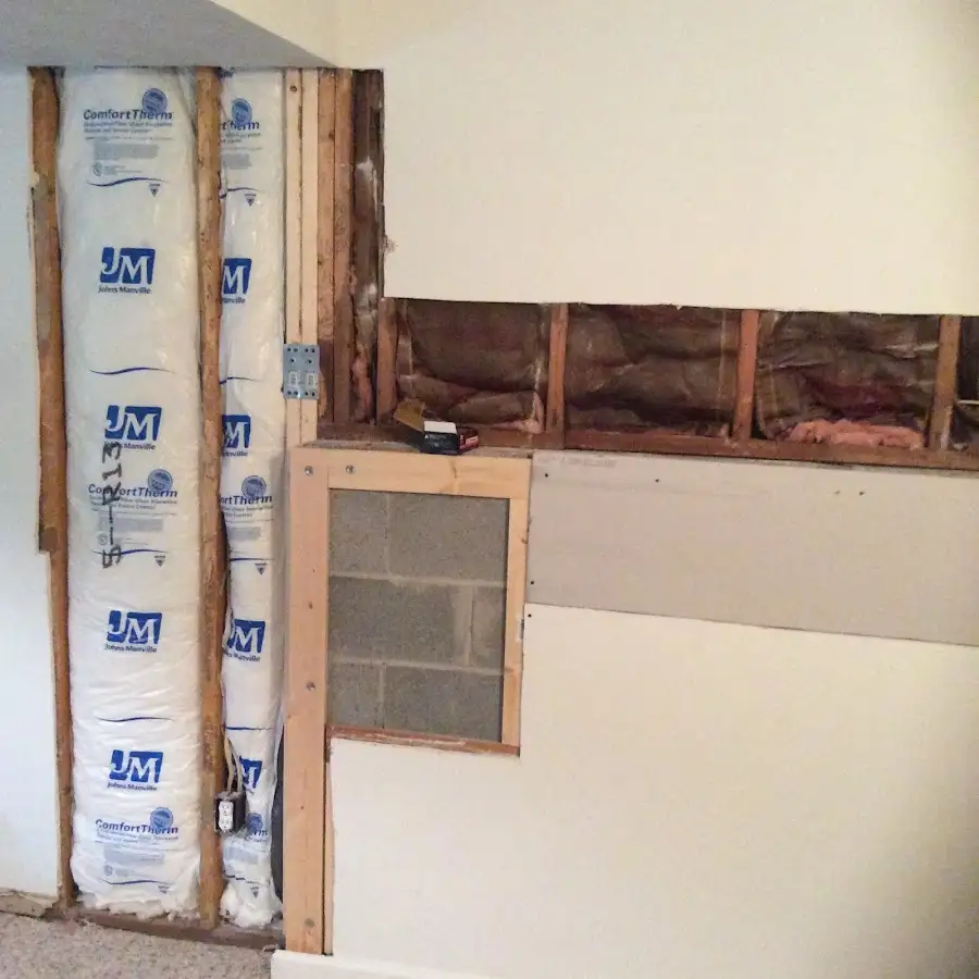 Wall insulation replacement during Basement Flood Cleanup in Agawam Town